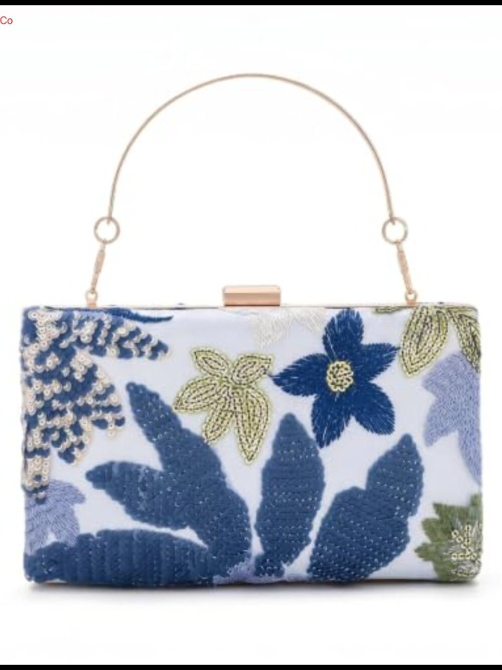 Floral Sequin Embroidery Evening Clutch Handbag with Chain for Wedding Party